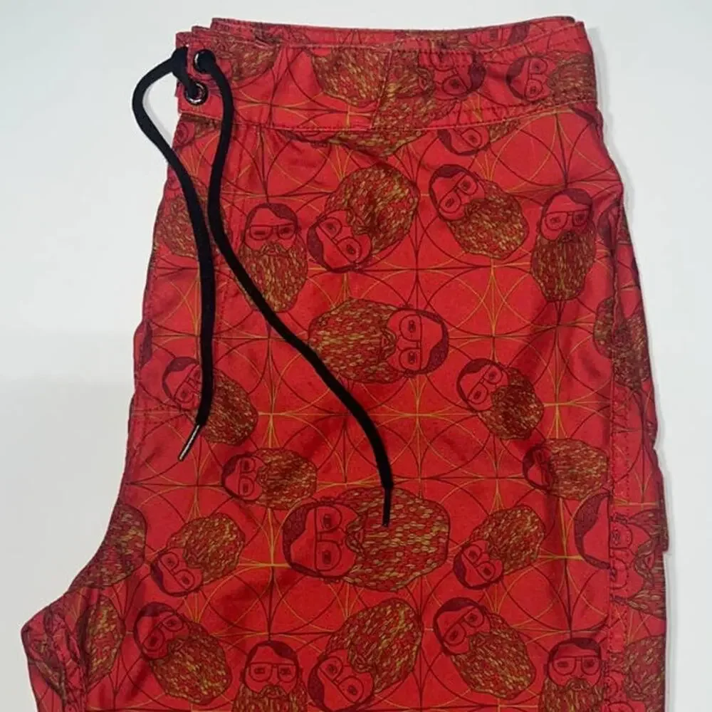 Ambiguous Red board shorts swim trunks Bearded Man Design men’s small